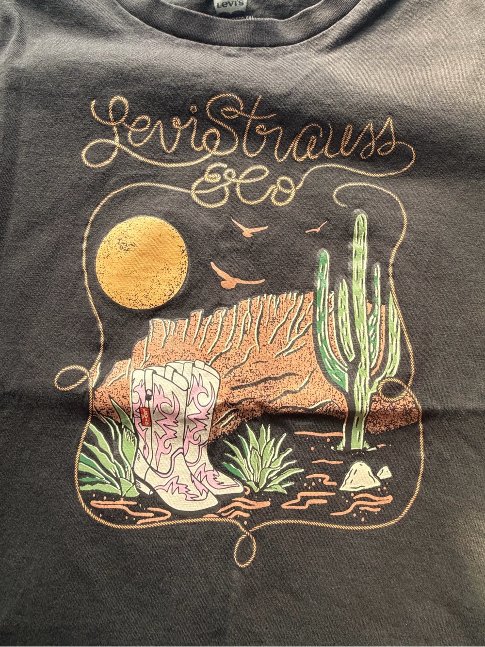 Levi's Brown Desert Graphic Tee with Cactus & Boot Design - Picture 3 of 4